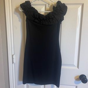 Black Zara ruffle off shoulder mini dress